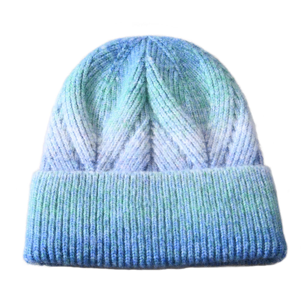 Custom Wool Cable Ribbed Knit Beanie Winter Hat Fashion Ladies Multi Color Women Winter Tie Dye Beanie Hats