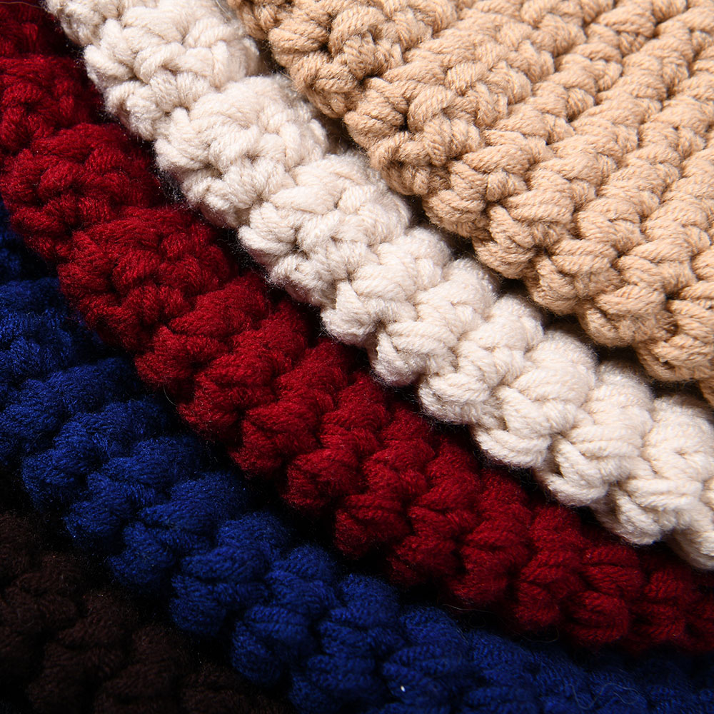 Chunky Bobble Skull Cable Warm Beanie Hat Earflap Braid Cute Women Winter Knit Beanie Bulk