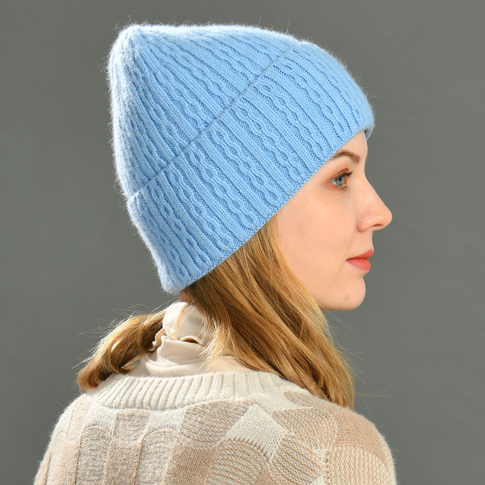 Fashion Plain Winter Hat Cashmere Wool Knit Beanies Warm Custom Winter Adult Cashmere Knitted Beanie 