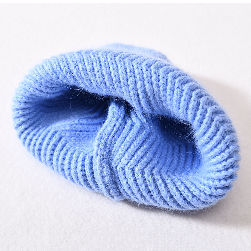 Winter Ripple Knit Kids Hats High Quality Water Ripple Thick Warm Soft Angora Knit Beanie Baby