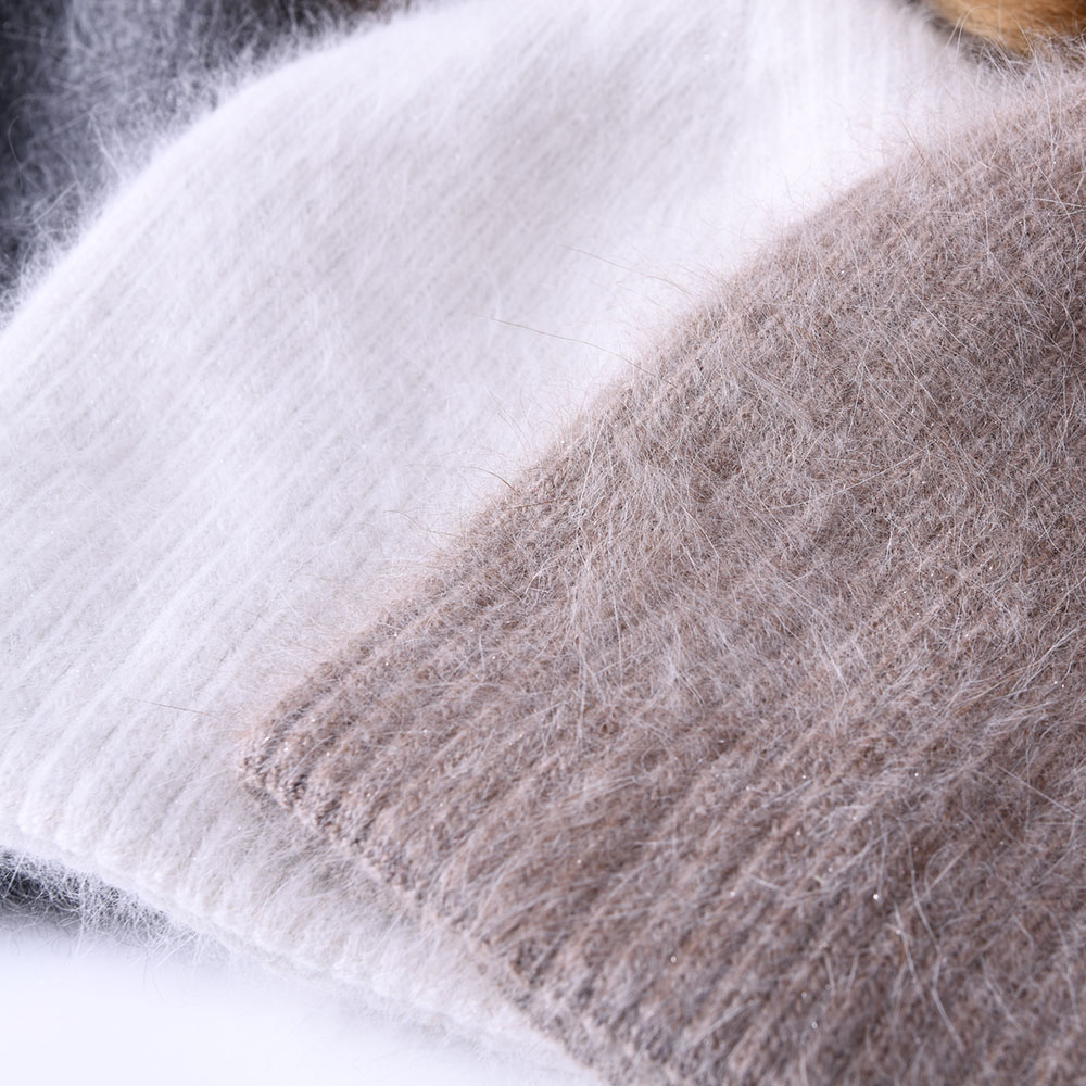Winter Women Fur Ball Pompom Beanies Caps High Quality Angora Long Hair Beanie Hats 