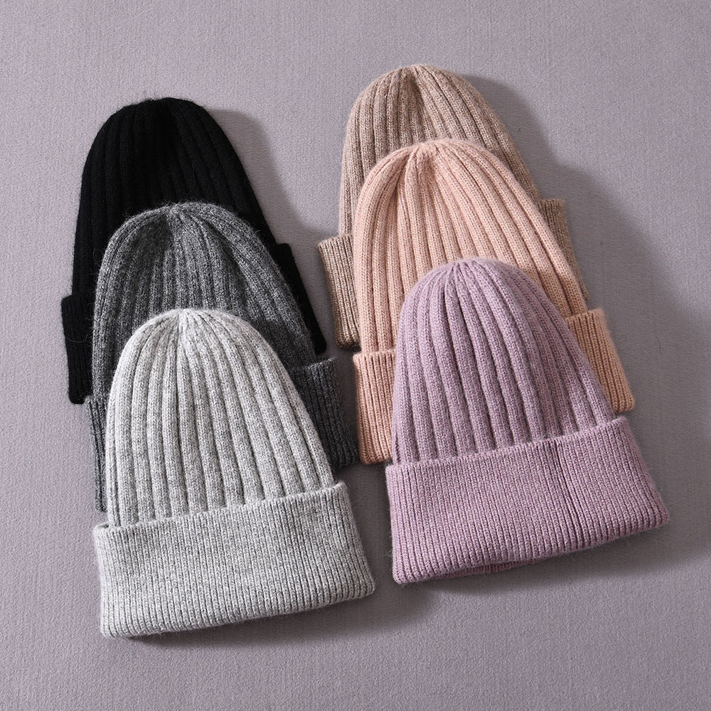 Fashion Winter Hats Fur Pom Pom Detachable Classic Unisex Angora Knitted Beanie Warm Hats 