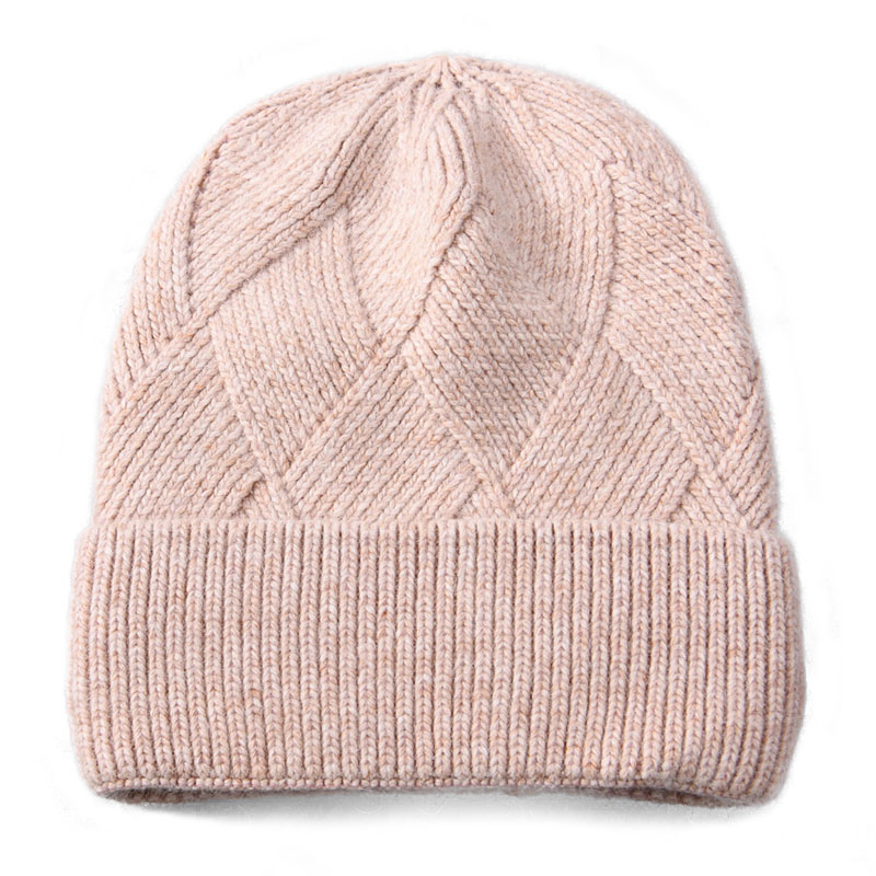 Wholesale Blank Winter Beanies High Quality Rhombus Soft Classic Unisex Cashmere Waffle Knit Beanie