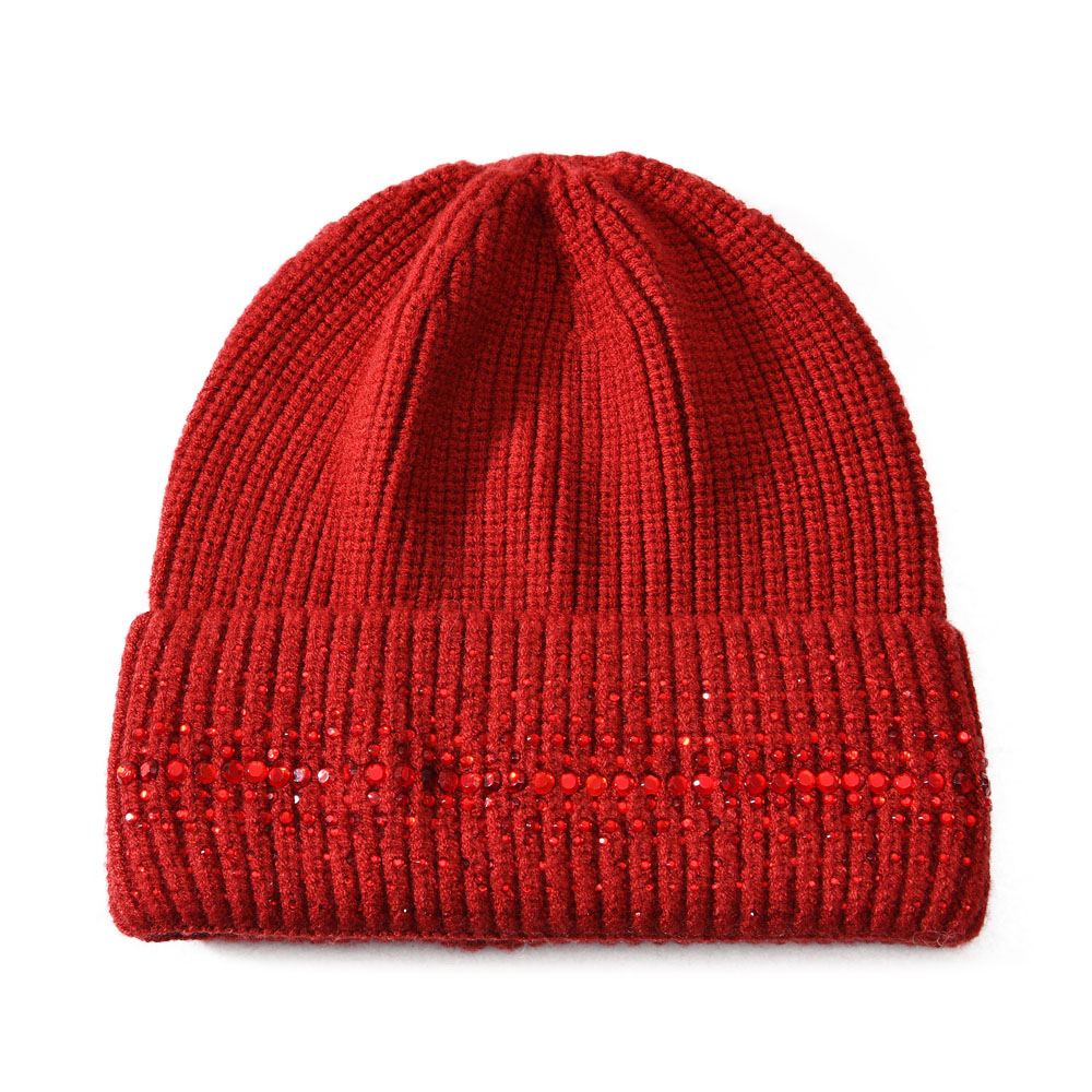 Winter Hats for Ladies Girls Beanies Knitted Warm Hat Autumn Female Acrylic Warm Bonnet Rhinestone Wholesale Hats 
