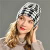 Wholesale Women Lady Check Pattern Thick Warm Cashmere Knitted Ladies Winter Hat
