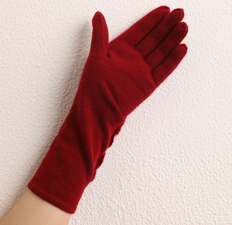 Wholesale Long Arm Soft Stretchy Custom Logo Warm Winter Gloves New Fashion Women Cashmere Gloves & Mittens