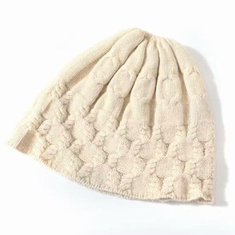 Cable Skully 100% Cashmere Hat Custom Logo Lightweight Breathable Women Luxury Winter Knitted Beanie Hats