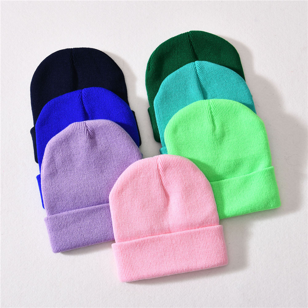 Children's Knitted Beanie 1-5 Years Old Autumn Winter Fashion Pure Candy Color Kids Beanie