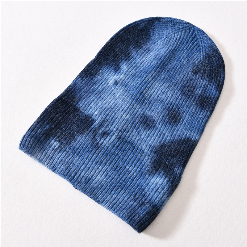 Winter High Quality Female Warm Soft Tie Dye Hats Beanies Women Strip Knitted Tie Dye Beanies