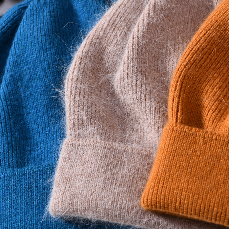 Cashmere Knitted Beanie Hats with Fur Pom Pom Ball Winter Women Korean Style Winter Hat