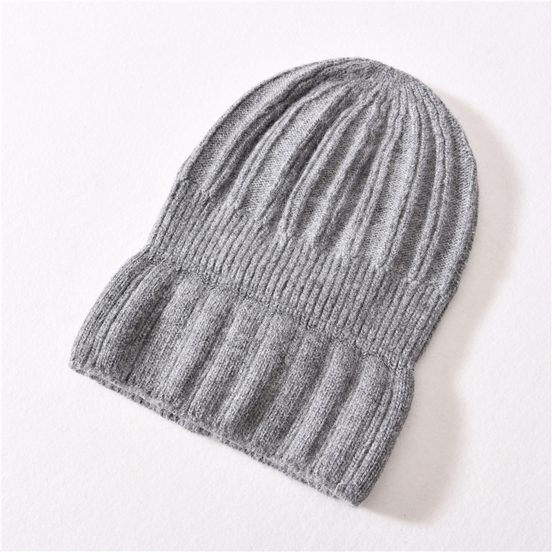 Winter Women Wool Hat Wholesale High Quality Cashmere Knitted White Ribbed beanie