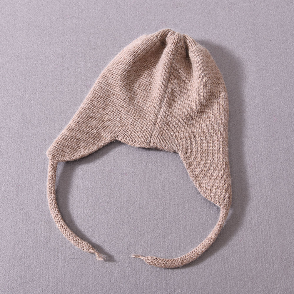 Hot Sale Winter Hat Kids Earflap Cute Warm Double Layer Thick Wholesale Custom Knitted Cashmere Baby Beanies