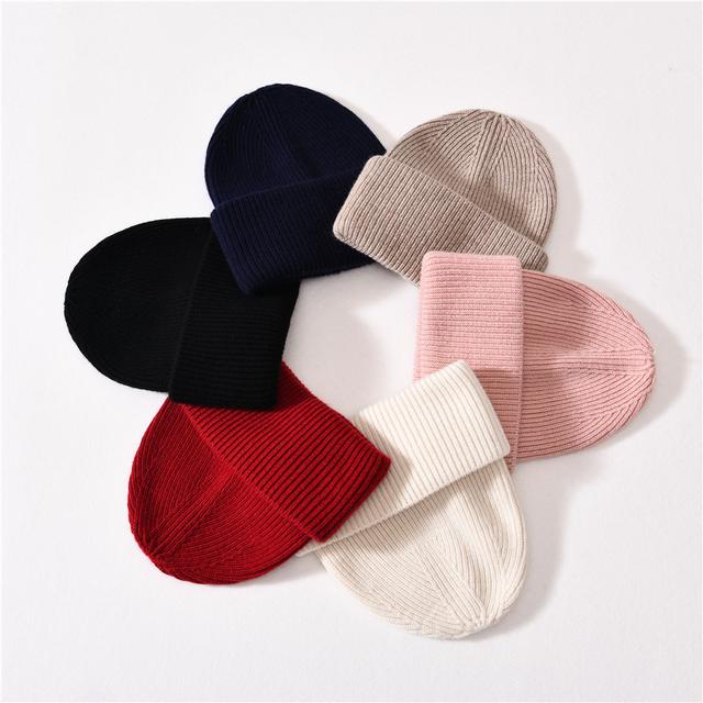 Unisex Wholesale Wool Knitted Beanies Striped Plain Custom Winter Hats Double Folard Thick Soft Comfortable