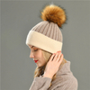 Winter Custom Knit angora Cable Hat with Fur Ball Bobble Winter Artificial Blank Unisex Stripped Knitted Beanie Hats