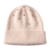 Winter Women Fur Ball Pompom Beanies Caps High Quality Angora Knitted Hats Rhinestone Winter Wool Beanie