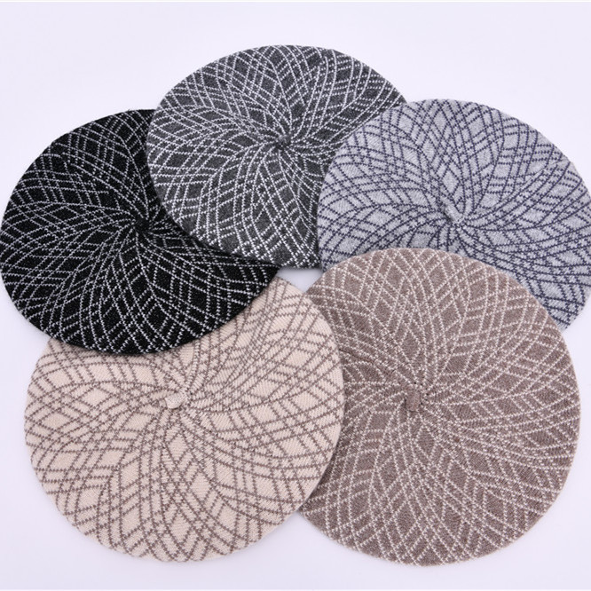 Wholesale Winter Warm Thick Custom Ladies Plain Classic Angora Beret Hat Female Girls French Beret Hat 