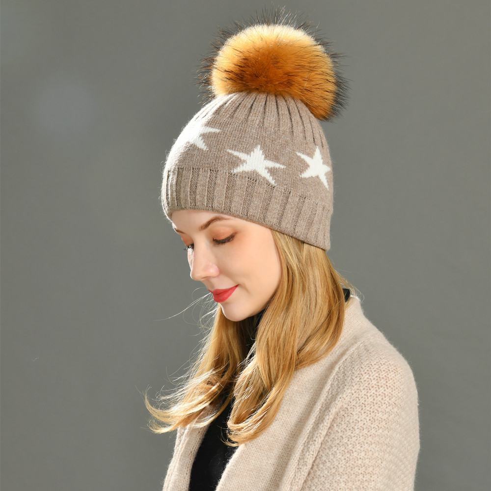 New Fashion Style Winter Hat High Quality Custom Angora Knitted Beanie Winter Hats For Female 