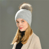 OEM Wholesale Angora Knitted Beanie Hats Thick Warm Custom Water Ripple Pattern Winter Women Beanie