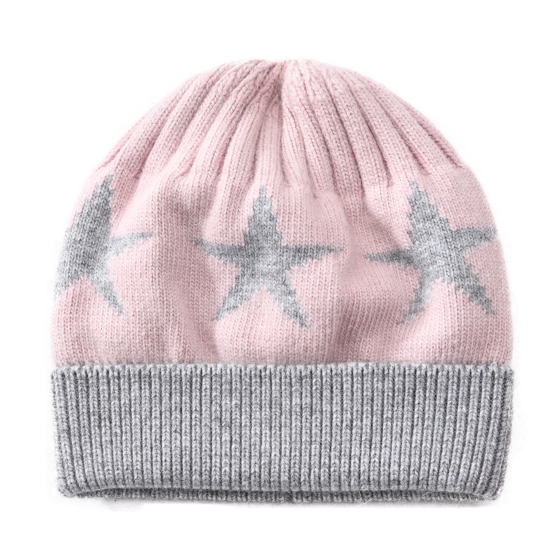 Factory Wholesale Unisex Winter Keep Warm Angora Knit Beanie Hat with Fur Pom Two Tone Thick Knitted Beanie Custom