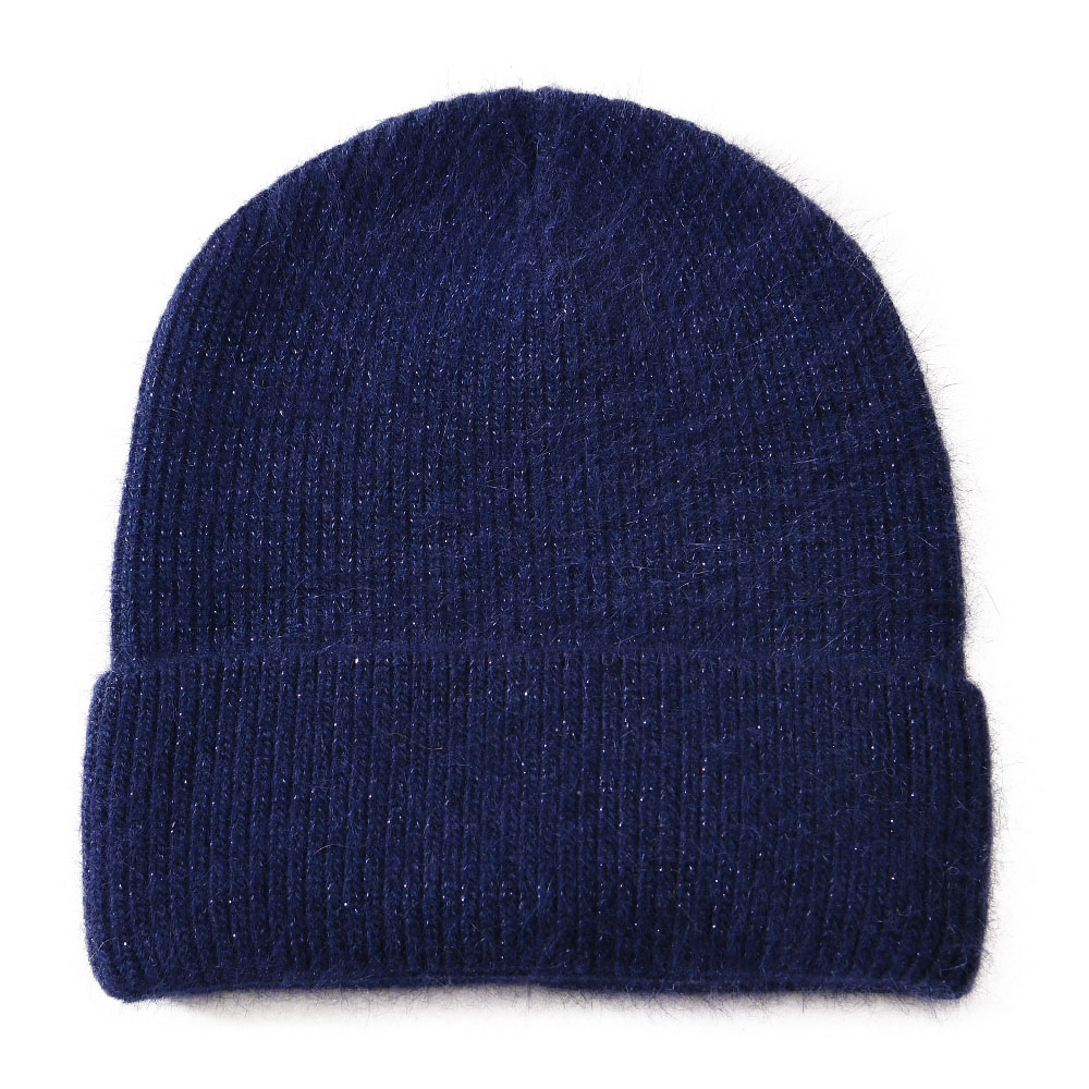Winter Unisex Beanies Hat Warm Soft Custom Logo Classic Striped angora Bright Silk Knitted Beanies