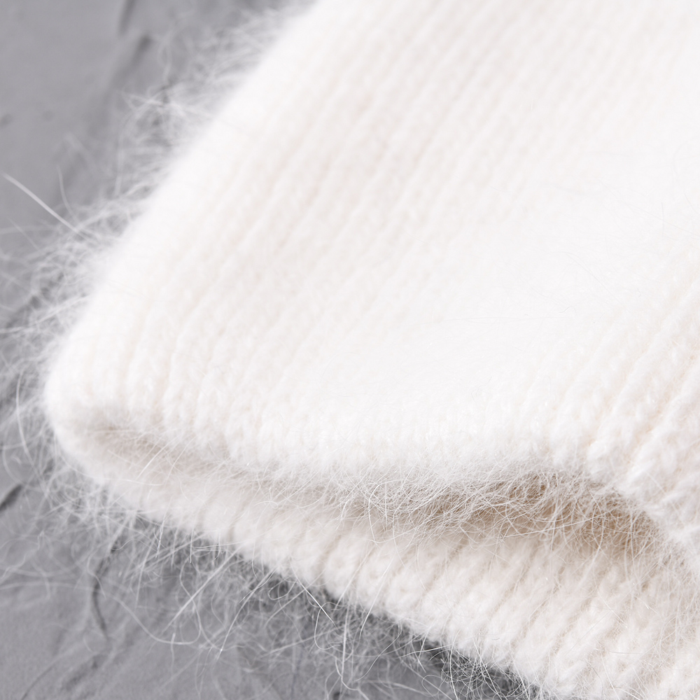 Autumn Winter Warm Beanies Hats Casual Women Solid Adult Angora Colors Knitted Beanie Hat with Bright Wire 