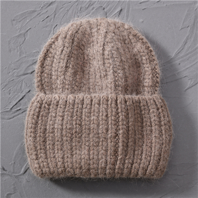Winter Women Warm High Quality Stretchy Chunky Detachable Angora Knitted Thick Ribbed Beanie Hats 