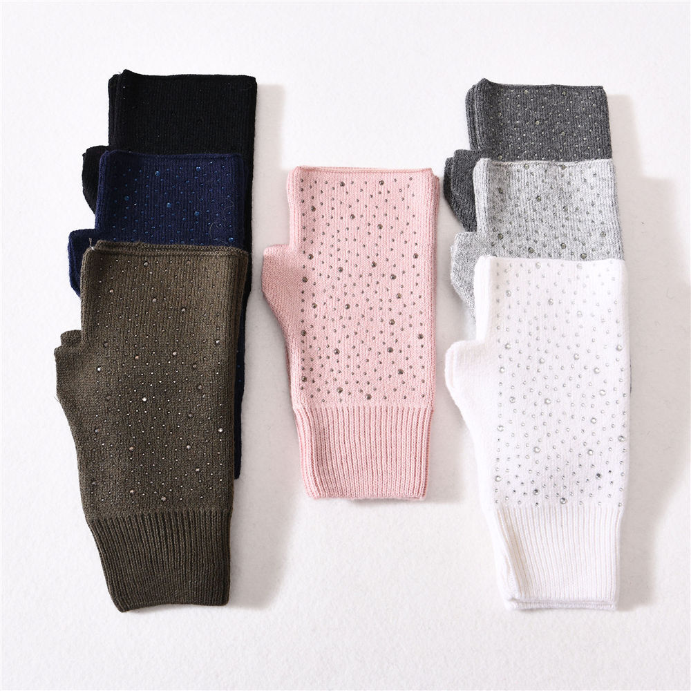 Winter Cashmere Knitted Hand Gloves Elastic Mittens Women Warm Female Winter Fingerless Gloves Knitted