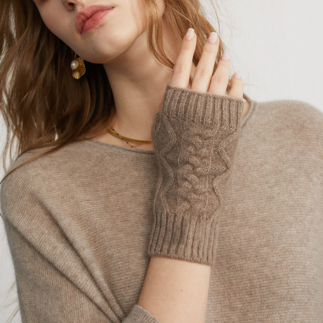 Unisex Knitted Stretch Elastic Warm Half Finger Gloves Custom Logo Wholesale Winter 100% Cashmere Fingerless Gloves for Women