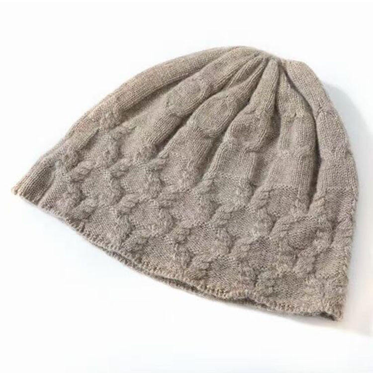 Cable Skully 100% Cashmere Hat Custom Logo Lightweight Breathable Women Luxury Winter Knitted Beanie Hats