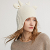 Women Luxury Winter Blank Striped Skully 100% Cashmere Hat Custom Logo beanie Elk Design