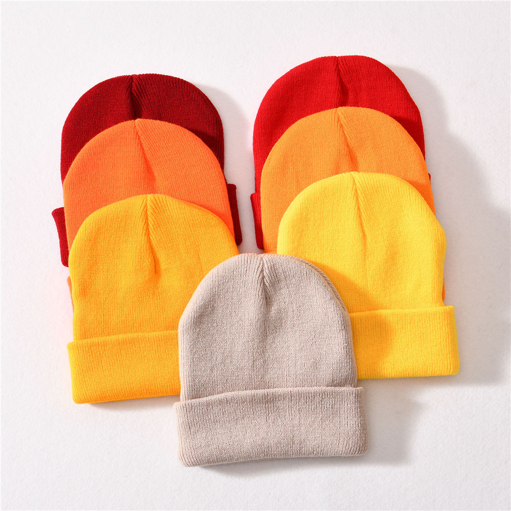 Children's Knitted Beanie 1-5 Years Old Autumn Winter Fashion Pure Candy Color Kids Beanie