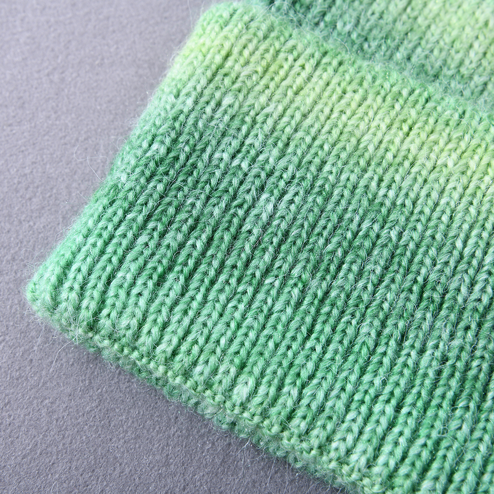 Winter Women Fashion Popular Warm Cashmere Tie Dyed Custom Knit Beanie For Ladies